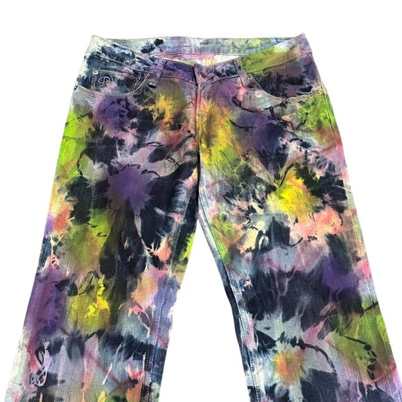 Levis 594 Tie Dye Straight Leg Jeans Funky Festival Indie Artsy Dopamine 28x33 - Picture 10 of 16